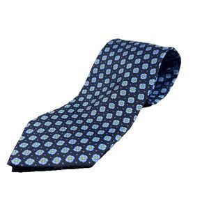 Brooks Brothers Makers | Blue Floral Flower Geometric Pattern All Silk Necktie